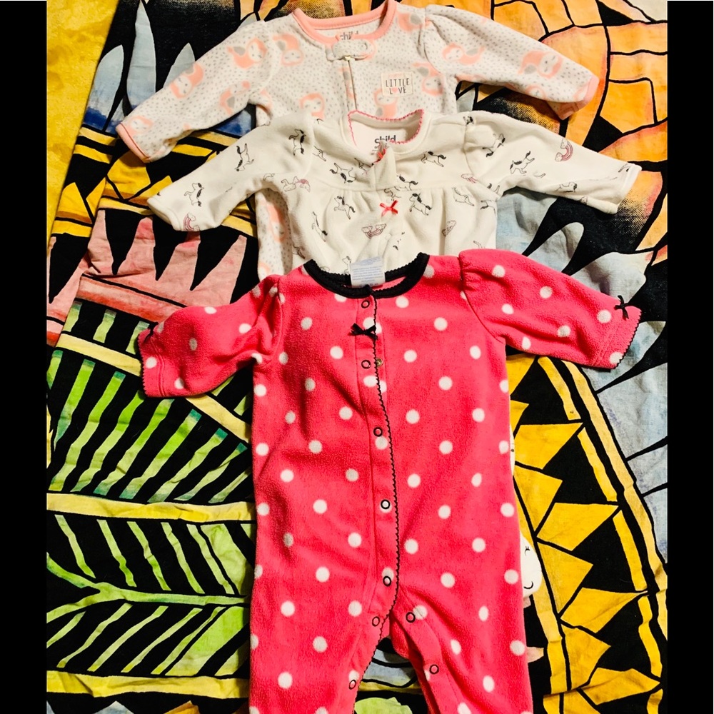Fleece long sleeve onesies each worn once